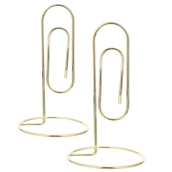 Mobestech 2Pcs Memo Clip Holder Stand Golden Iron Ticket Storage For Business Users