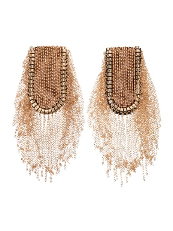 2Pcs Golden Fringe Shoulder Epaulettes with Chain Tassels for Punk and Cosplay Outfits