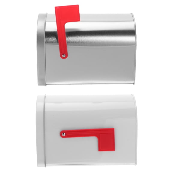 Mobestech 2Pcs Small Assorted Color Tinplate Mailbox Cookie Containers and Letter Boxes for Home