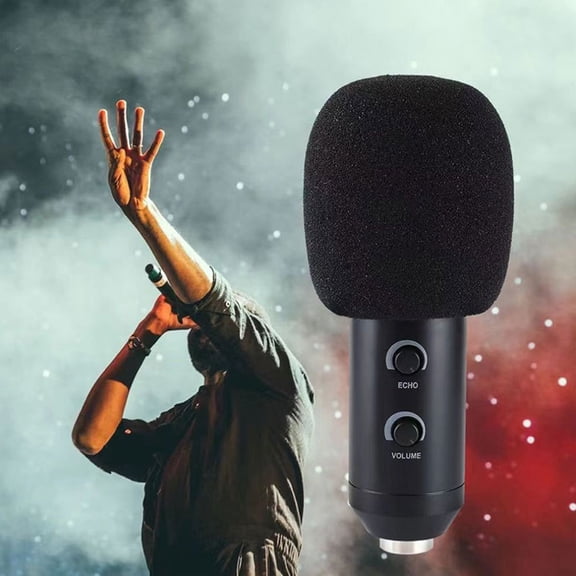 Mobestech 2Pcs Mic Muffler Handheld Microphone Windscreen Black Sponge for Sound Proofing