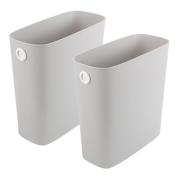 Mobestech 2Pcs Modern Style Plastic Household Trash Can Grey for Living Room Dining Study