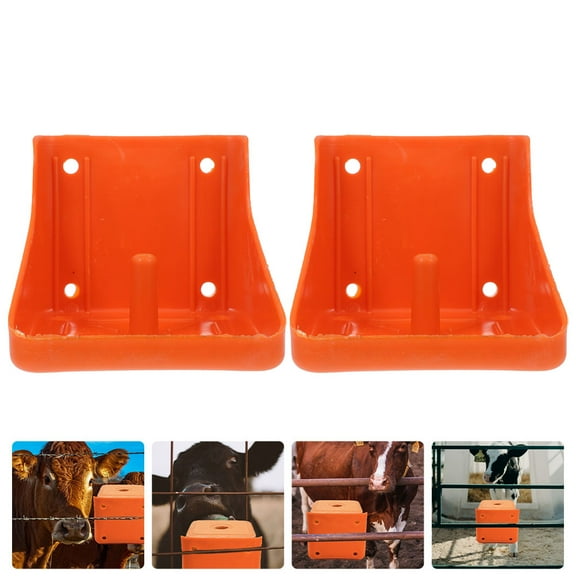 Mobestech Cattle Mineral Holder Pe Orange Easy-Assembly Livestock Feeder 2Pcs
