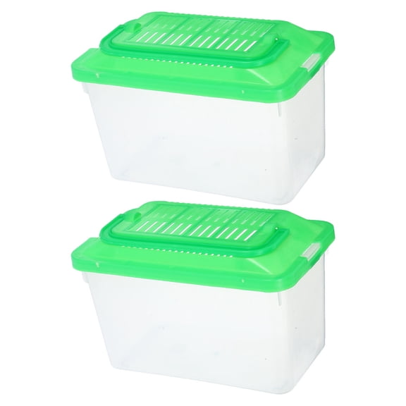Mobestech 2Pcs Portable Light Green Plastic Fish Tanks Large Travel Fish Container with Handle and Lid