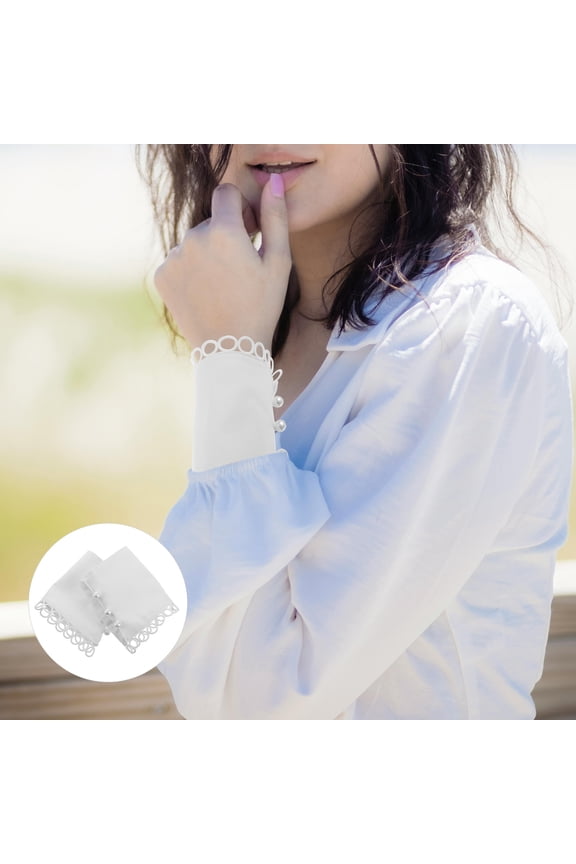 2-Pack White Cotton Detachable Sleeve Cuffs, Decorative Fake Shirt Cuffs for Business Suit Wrist Extenders