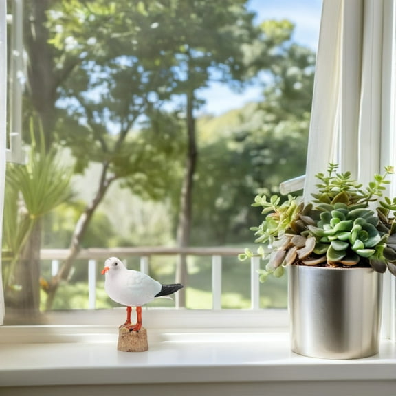 Mobestech Seagull Figurine Multi-Color Plastic Lifelike Home Tabletop Adornment 2Pcs