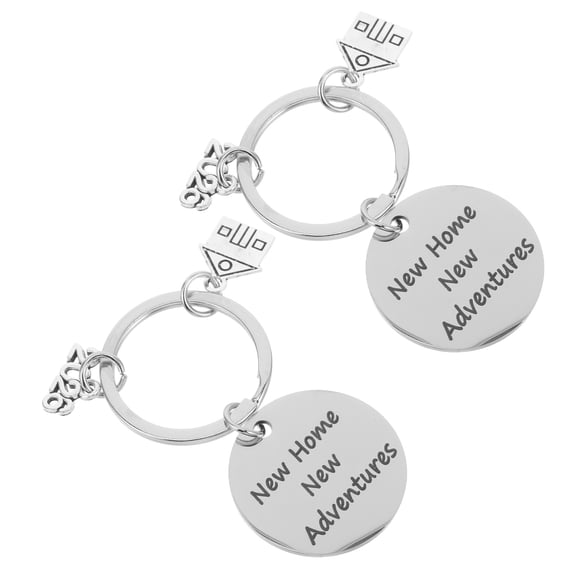Mobestech 2Pcs Stainless Steel New Home Keychain 2026 House Shaped Pendant Keepsake Keychain for Housewarming