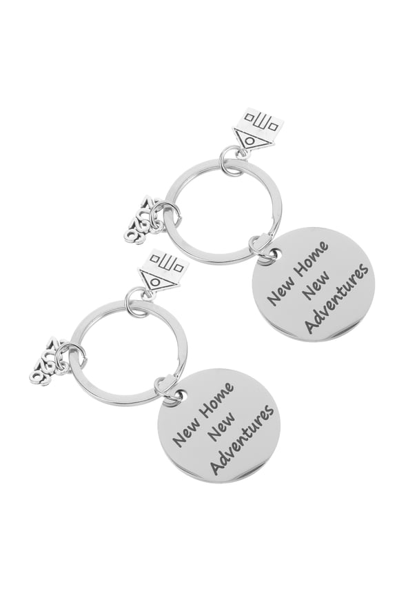 2Pcs Stainless Steel New Home Keychains House Shaped Keepsake Keyrings for Housewarming
