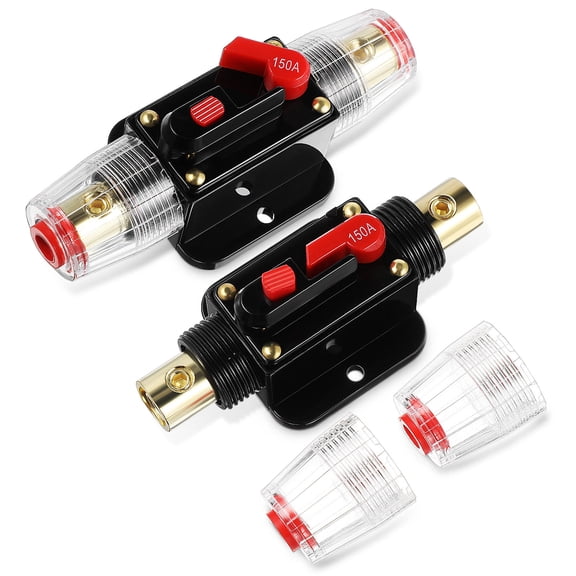 Mobestech 2Pcs Manual Reset Circuit Breaker for Car Audio Power Cord Fuse Base with Durable Safety Design