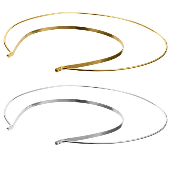 Mobestech 2pcs Alloy Headband for Everyday Wear Simple Style Crown in Silver Color