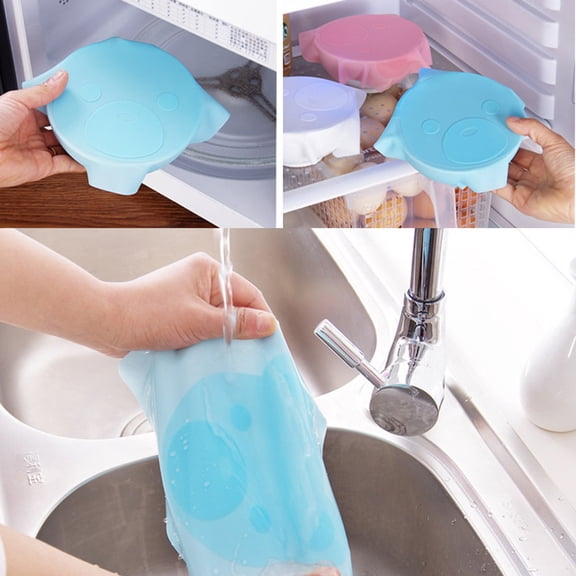 Mobestech 2pcs Reusable Silicone Wrap Food Covers Pink Airtight for Households