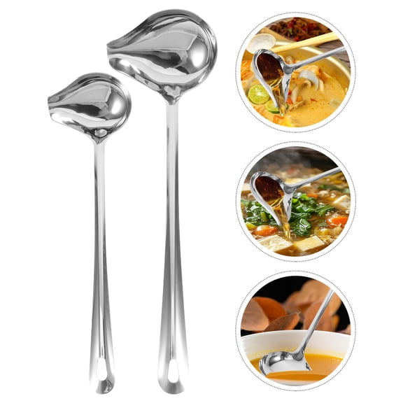 Mobestech Stainless Steel Saucier Drizzle Spoons Plated Silver for Kitchen Gadgets