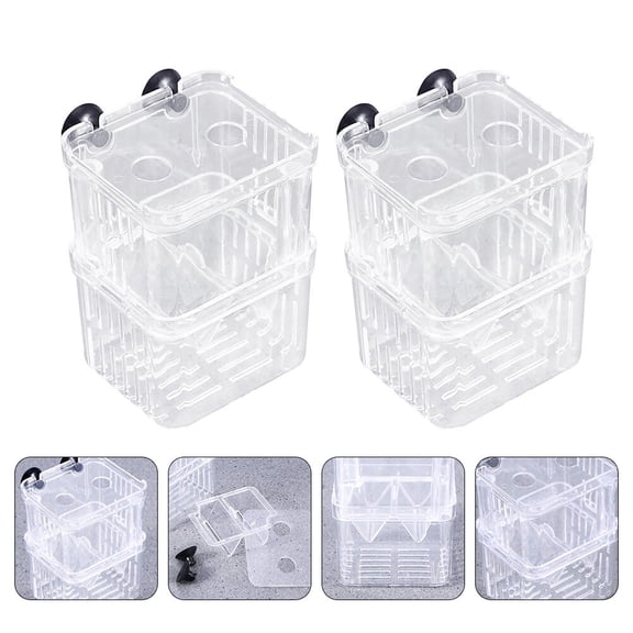 Mobestech 2pcs Transparent Breeding Box for Fish Tank and Aquatic Accessories