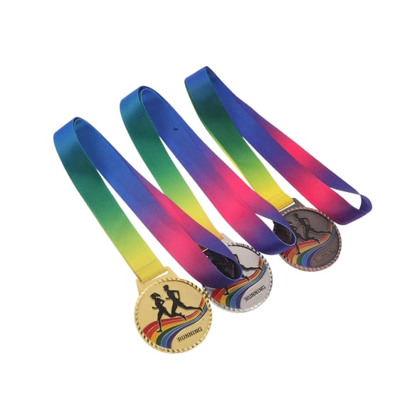 Mobestech 3Pcs Alloy Running Medals Assorted Colors Durable Racing Award Medals for Outdoor Marathon Sport Event Display