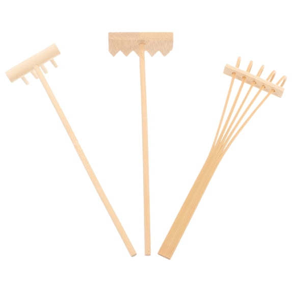 Mobestech Natural Bamboo Meditation Rakes Beige for Tabletop Zen Garden 3Pcs