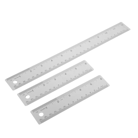 Mobestech 3-Pack Stainless Steel Rulers with Cork Back, Dual Scale Measuring Tools for Office, Engineering, Drafting Use