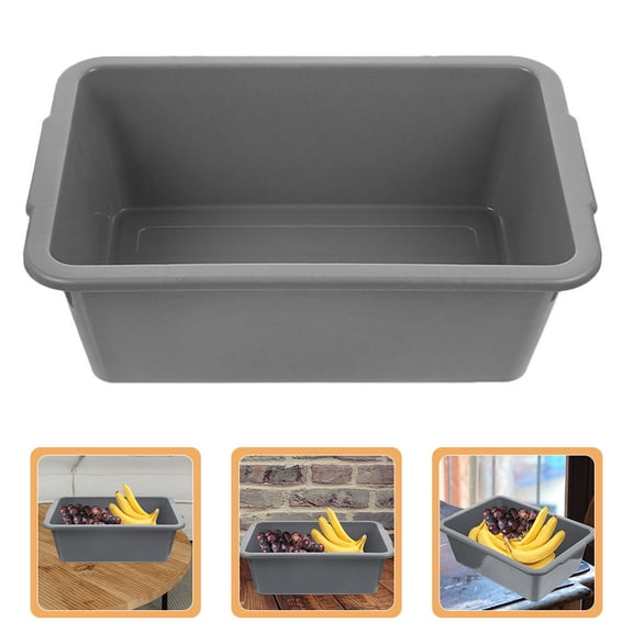 Mobestech 3Pcs Grey Plastic Rectangular Storage Bin Bus Tub Stackable Convenient for Restaurants