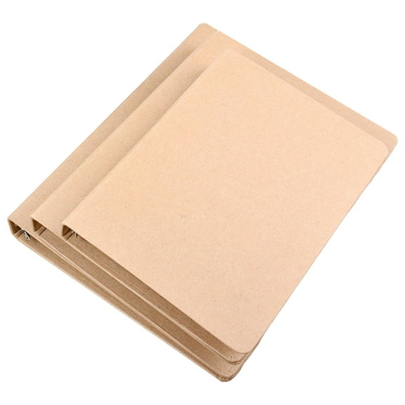 Mobestech 3Pcs Khaki Kraft Paper A5 Notebook Shell Binder with Press and Twist Loose Leaf Rings
