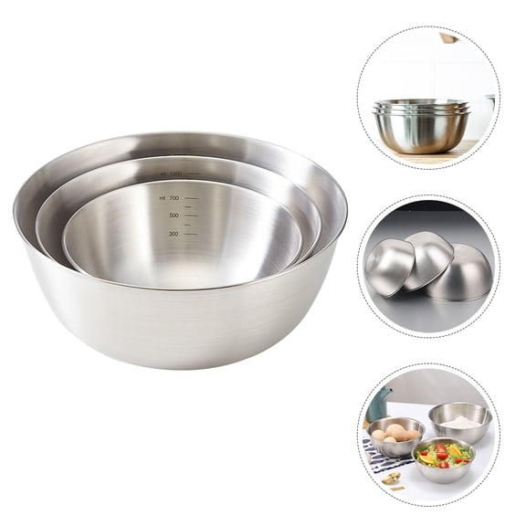 Mobestech 3Pcs Stainless Steel Bowls for Kitchen Food Prep Mixing Dough Kneading and Salad Serving