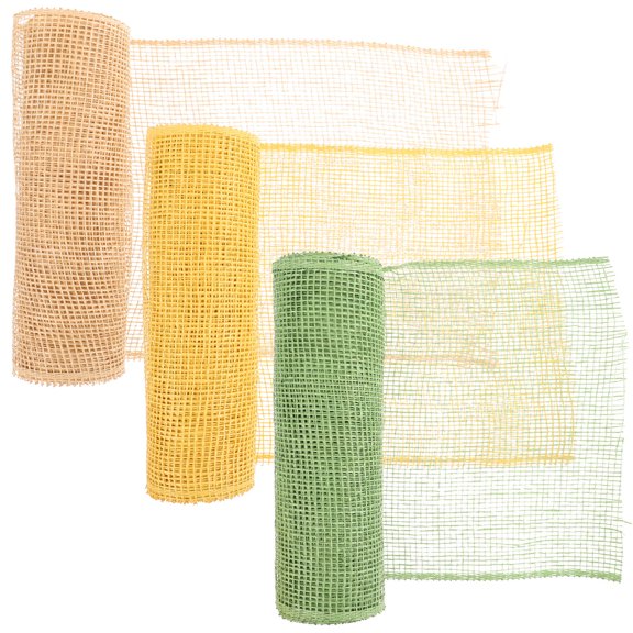 Mobestech 3Pcs Poly Burlap Mesh Rolls for Rustic Wedding Wrapping and DIY Bouquet Decoration