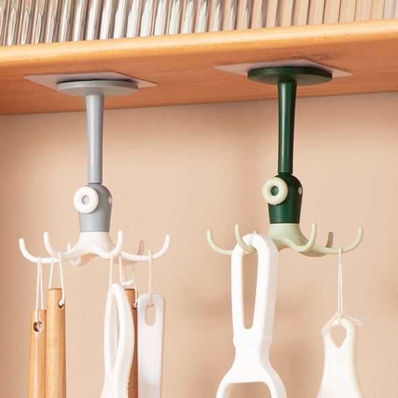Mobestech 3Pcs Rotatable Hanging Hook HIPS Wall Mount 360 Degree Rotation for Living Room Accessories Wardrobes