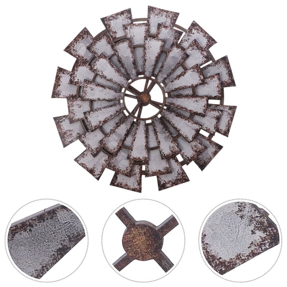 Mobestech 3Pcs Assorted Color Wood Windmill Wall Hanging Rustic Farmhouse Home Decor