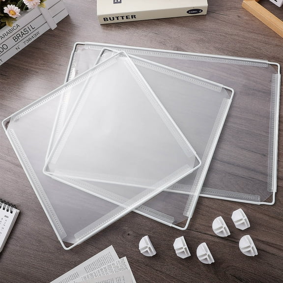 Mobestech 3Pcs Transparent Stable Base Sneeze Guard Panel Portable Divider Screen for Desks and Counters