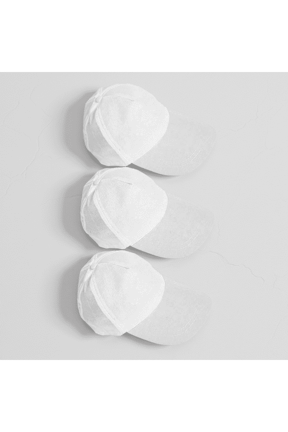 3Pcs White Baseball Caps Polyester Blank Peak Adjustable Breathable Outdoor Hats