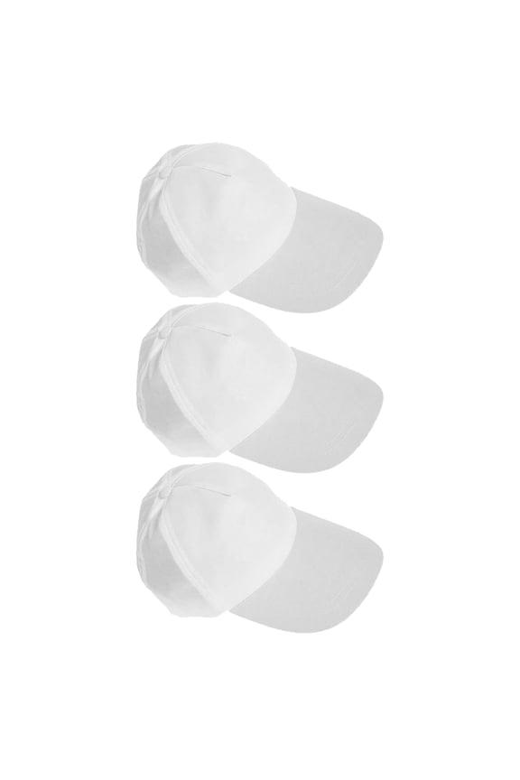 3Pcs White Outdoor Baseball Caps with Durable Polyester and Breathable Inner Mesh