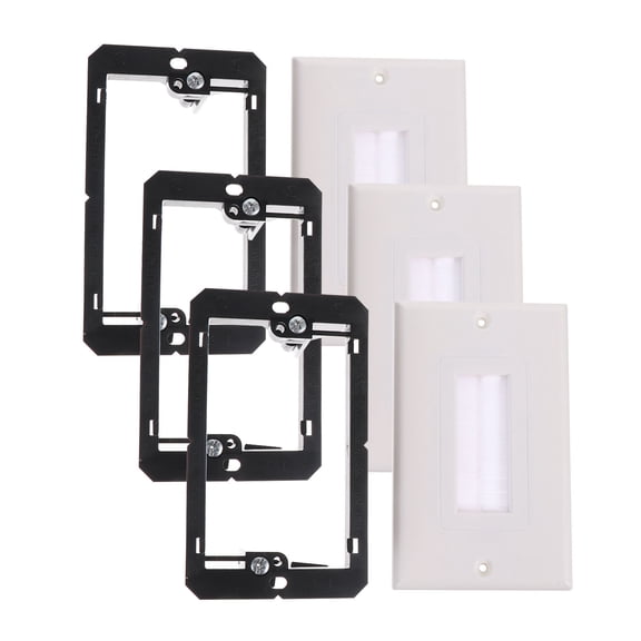 Mobestech 3pcs Single Brush Wall Plate for Easy Installation White ABS