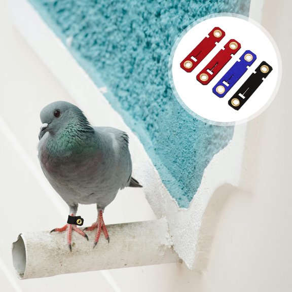 Mobestech 4 Sets Bird Foot Rings Synthetic Material Red Pet Breeding Foot Protector