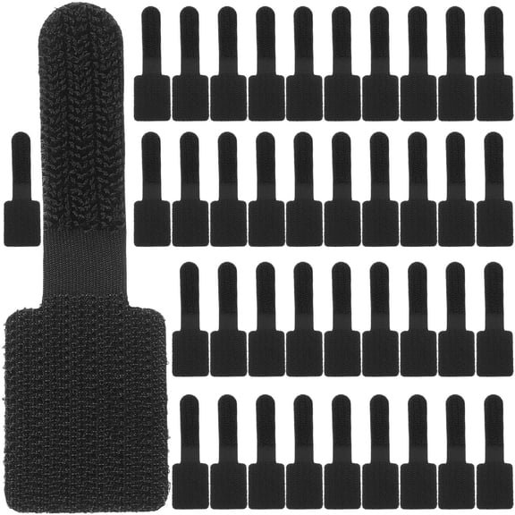 Mobestech 40Pcs Self Adhesive Cable Ties Black Nylon Fiber for Efficient Cord Management