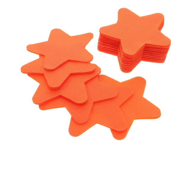 Mobestech 48Pcs Star Shape Carpet Spot Markers Orange Reusable Removable Floor Stickers