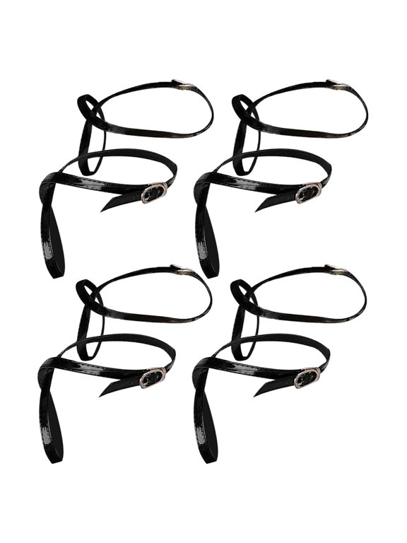 Anti-Loose Shoe Bands Black Buckled Adjustable Ankle Straps 4Pairs