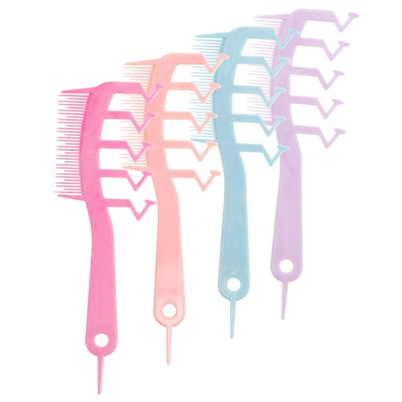 Mobestech 4Pcs Assorted Color Hair Styling Comb Z Shape Tooth Dual Sided Plastic Comb for Volume and Parting
