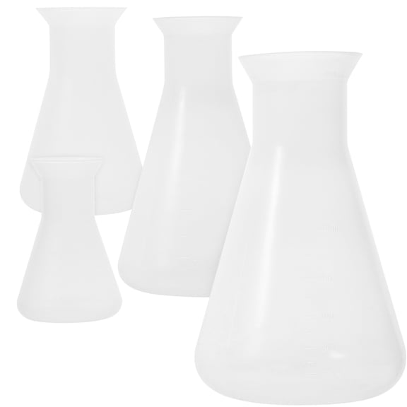 Mobestech 4Pcs Experiment Scale Flask Clear Glass Conical Flask for Laboratory Use