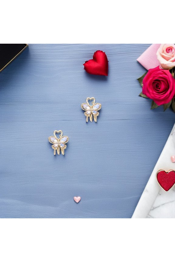 4Pcs Metal Rhinestone Butterfly Hair Clips Assorted Colors Elegant Side Styling Decorative Claw