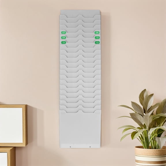 Mobestech 4-Pack Grey Wall Mount Time Card Holder Rack Plastic Display for Warehouse Employee Attendance Tracking