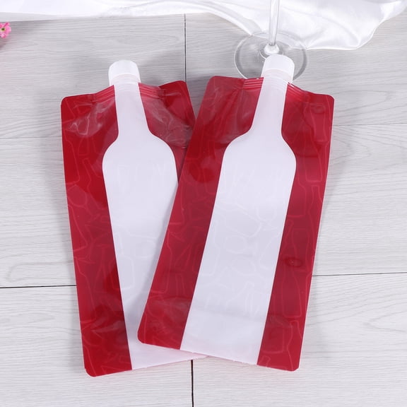 Mobestech 4Pcs Portable Wine Bag Flask Plastic Wine Storage with Leak Proof Design for Travel