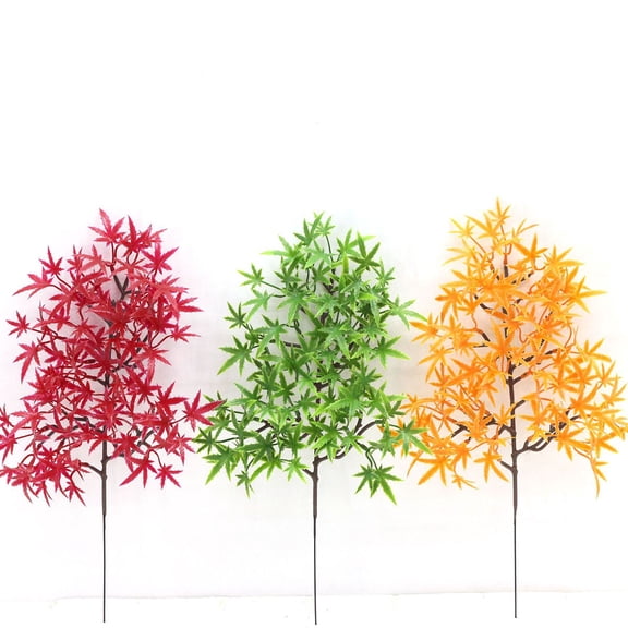 Mobestech 4Pcs Red Lifelike Maple Leaves Fake Plant for Christmas Tree and Wedding Centerpiece Decor