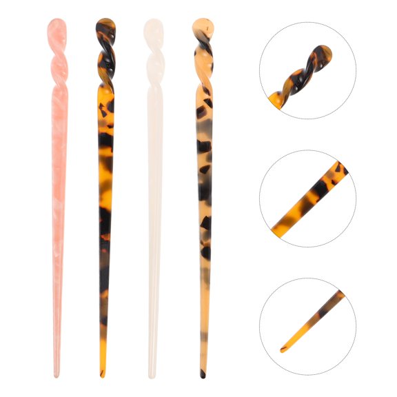 Mobestech 4Pcs Retro Acetate Hair Chopsticks Handmade Chinese Hairpins Lightweight Secure Hairpin for Updos