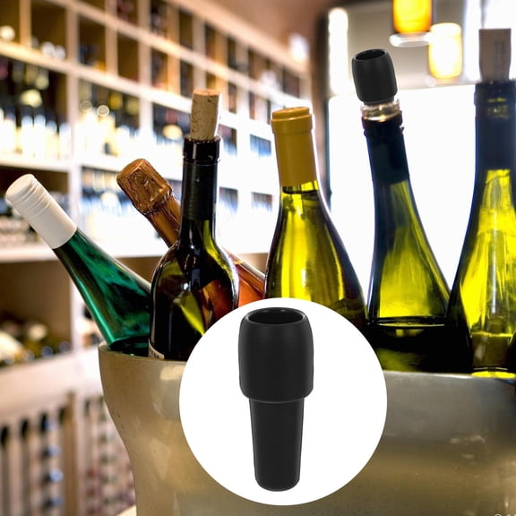 Mobestech 4-Pack Black Silicone Bottle Caps Reusable Wine Bottle Sealers for Home, Party, Kitchen, Bar Use