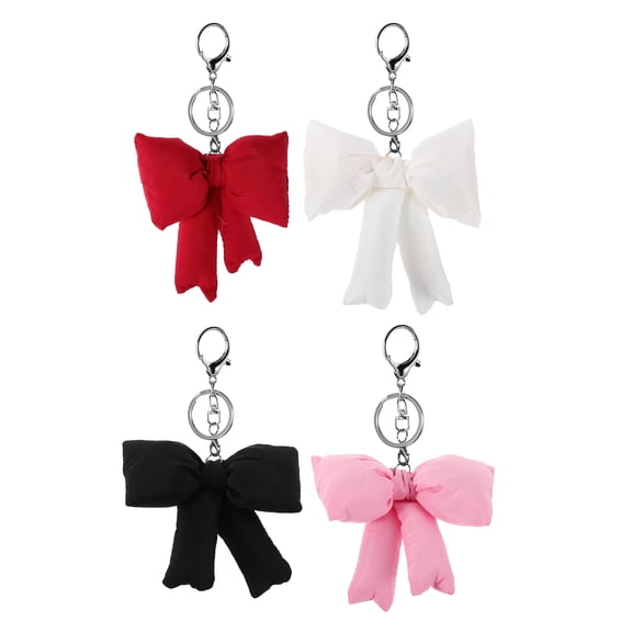 Mobestech 4-Pack Multi-Color Bow Keychain Charms for Backpack, Purse, Car Keys - Stylish Bowknot Bag Accessories
