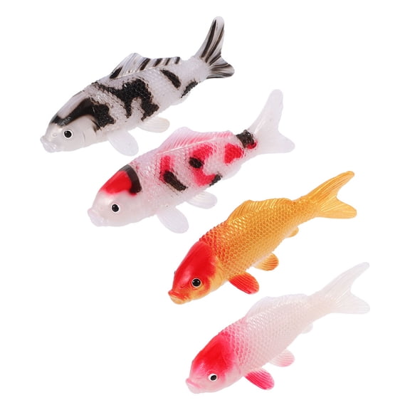Mobestech Assorted Color PVC Koi Fish Figurines Realistic Design for DIY 4Pcs