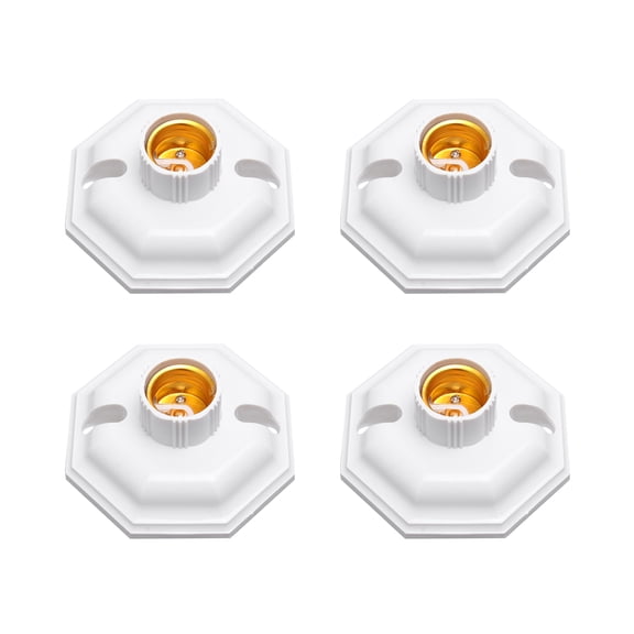 Mobestech 4Pcs White E27 Light Base Lamp Holder Adapter with Screw Terminals for Living Room