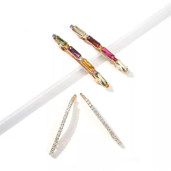 Mobestech 4pcs Barrettes for Girls Glitter Hair Snap Clips Metal Vintage Styling Tools for Daily Wear