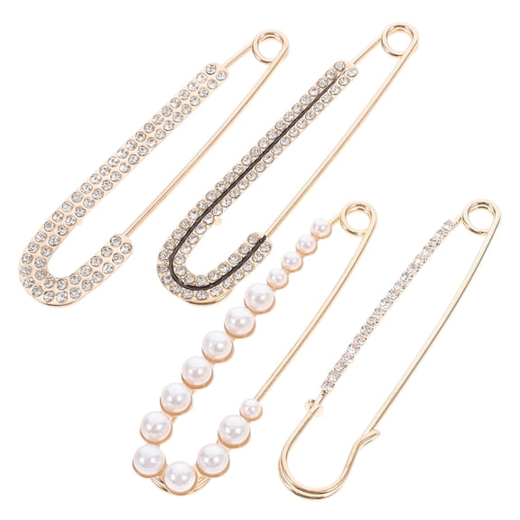 Mobestech 4pcs Stylish Brooch Pins for Jeans Golden Alloy Waist Tightener Safety Pins for Clothing