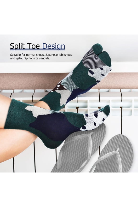 5 Pairs Cute Fall Socks Assorted Breathable Two Finger Socks for Men and Women Daily Wearing