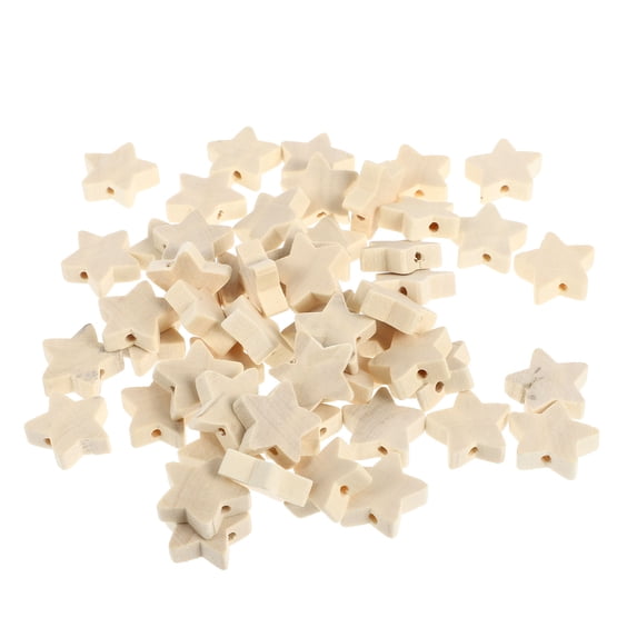 Mobestech 50Pcs Beige Wooden Star Beads for Jewelry Making Craft Supplies DIY Bracelet and Necklace Accessories