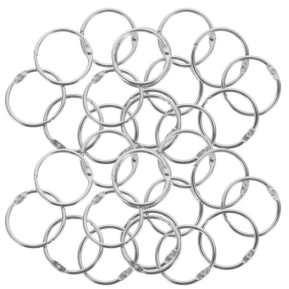 Mobestech 50Pcs Multi-Function Metal Binder Rings Plated Silver for Notebook and Flash Card Organization