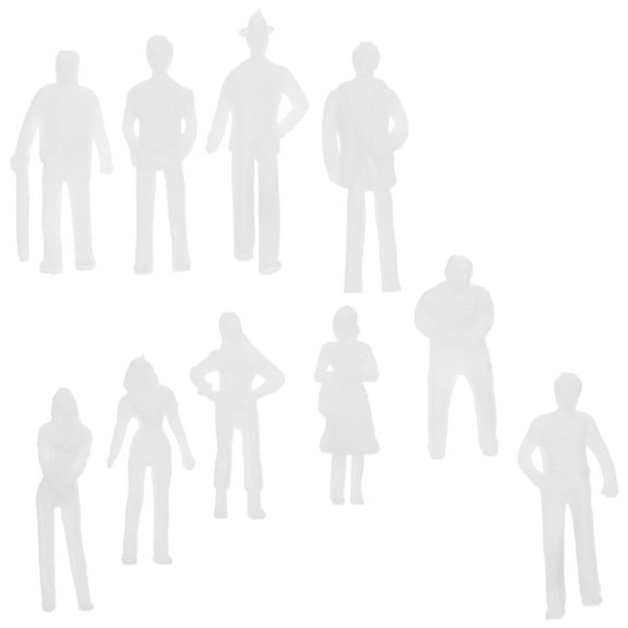 Mobestech Miniature People Figurines Miniature People Model White Plastic 50Pcs For Landscape